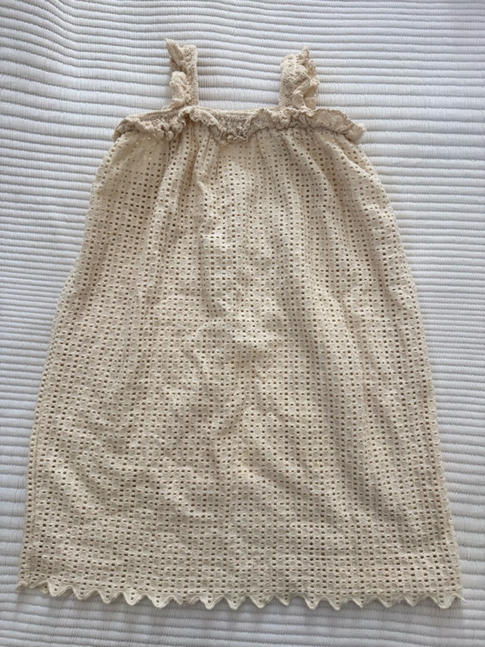 Cream Eyelet Sundress with Ruffle Straps